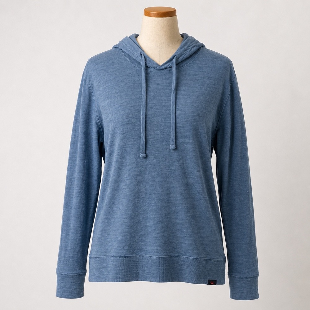 Faherty Sunwashed Organic Cotton Hoodie Mens Medium Blue Slub Knit Pullover